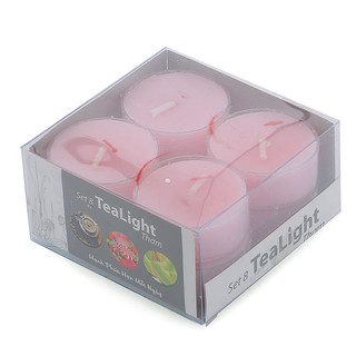 Hộp 8 nến tealight thơm đế nhựa Eden Candle FTRAMART NQM2059 Tea Rose (Hồng, Hương hoa hồng)