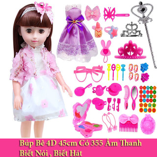 Búp bê mắt đá tóc thẳng 355 âm thanh , biết hát , biết nói kèm phụ kiện