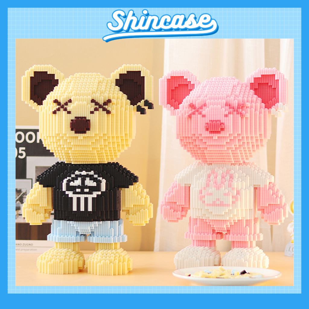 Bộ mô hình đồ chơi lắp ráp 3D xếp hình Gấu Teddy dễ thương cute cỡ vừa cao 38 cm - Shin Case