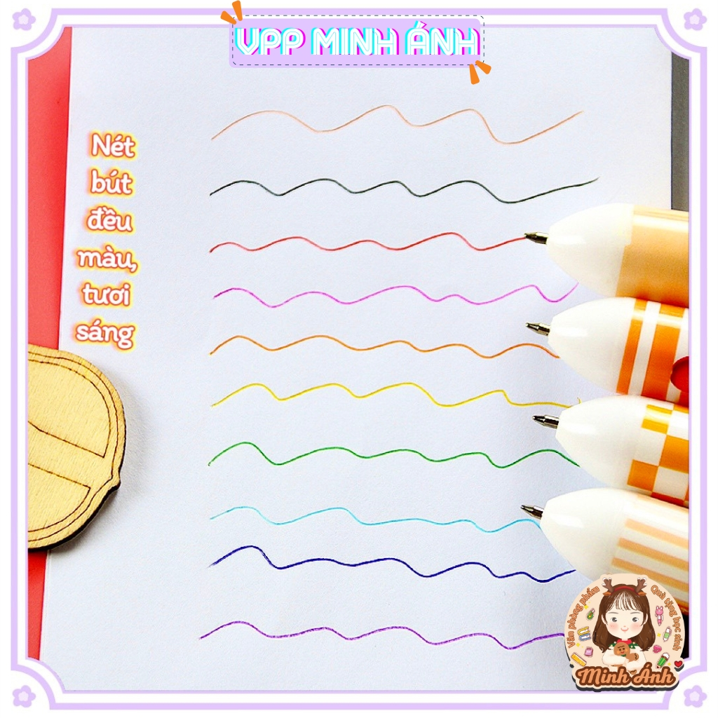Bút Bi Bấm 10 Màu Ngòi 0.5mm Họa Tiết Hổ Gấu Dâu Phi Hành Gia Sanrio Mực Viết Trơn Đều Làm Quà Tặng Khen Thưởng Học Sinh