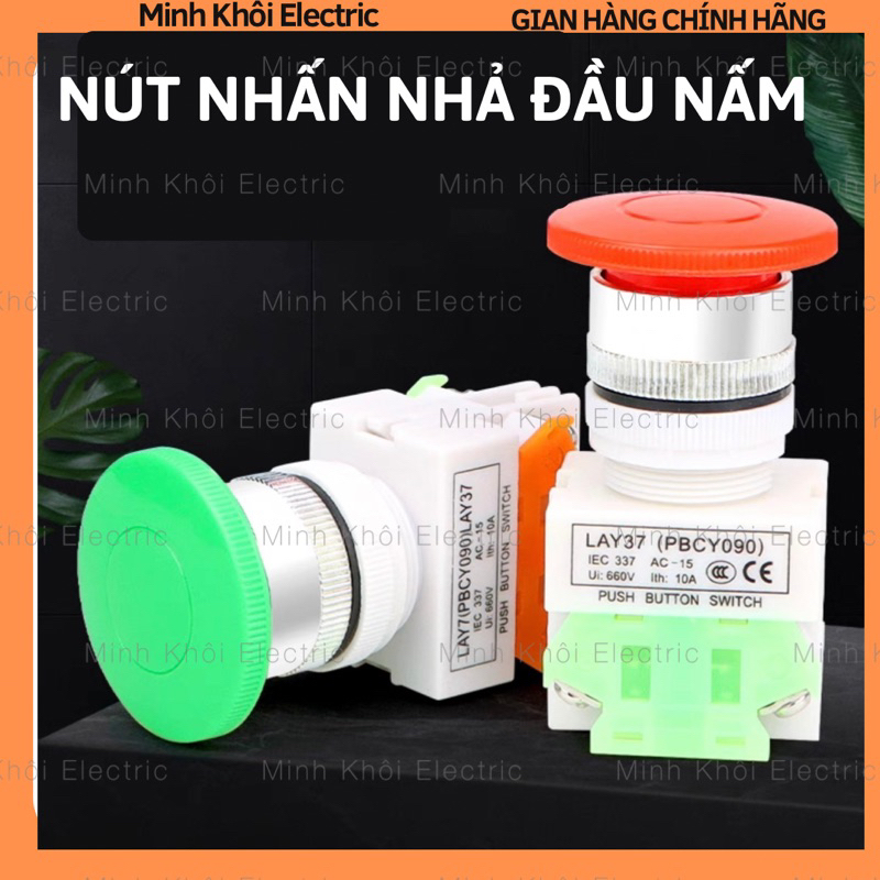 Nút nhấn nhả có đèn phi 22 đầu nấm,nút nhấn tủ điện chống nước dạng nấm, công tắc nút nhấn tự động,công tắc nút nhấn đề