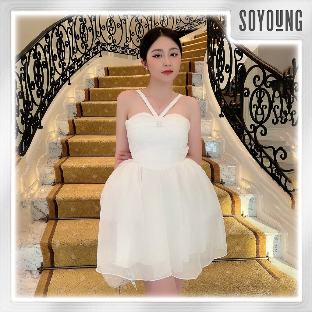 Váy nữ dự tiệc công sở sang chảnh thiết kế sang trọng SNOW WHITE chất liệu organza SOYOUNG - VSY210118TT