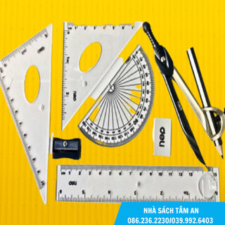 Bộ thước kẻ 4 món hộp sắt deli g305 05