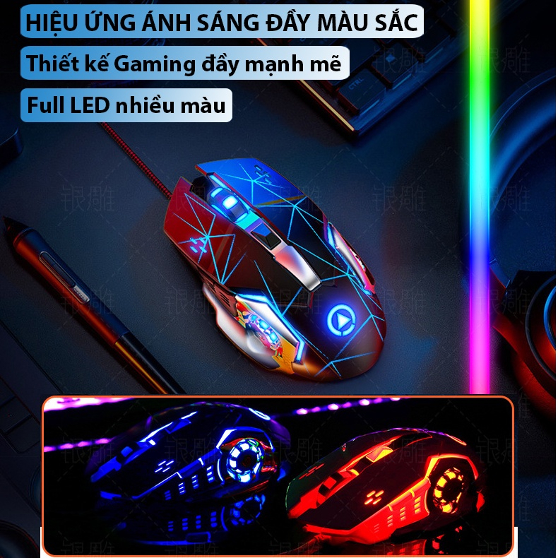Chuột máy tính gaming G15 Led RGB thiết kế độc lạ chính hãng bảo hành 12 tháng