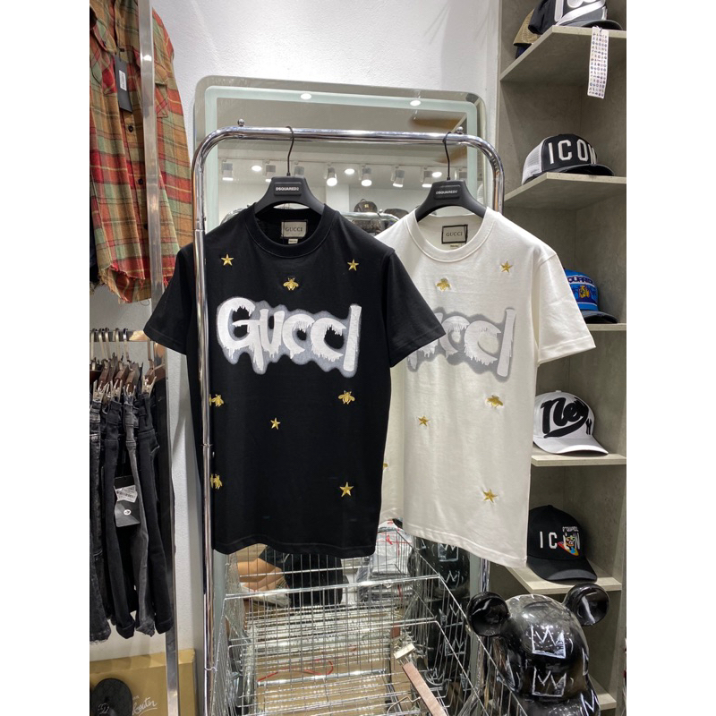 Áo phông G.c hoạ tiết chữ ,và ong thêu cực chất