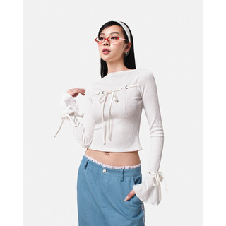 Áo thun SheByShj tay dài xỏ dây màu trắng - Lucy Top