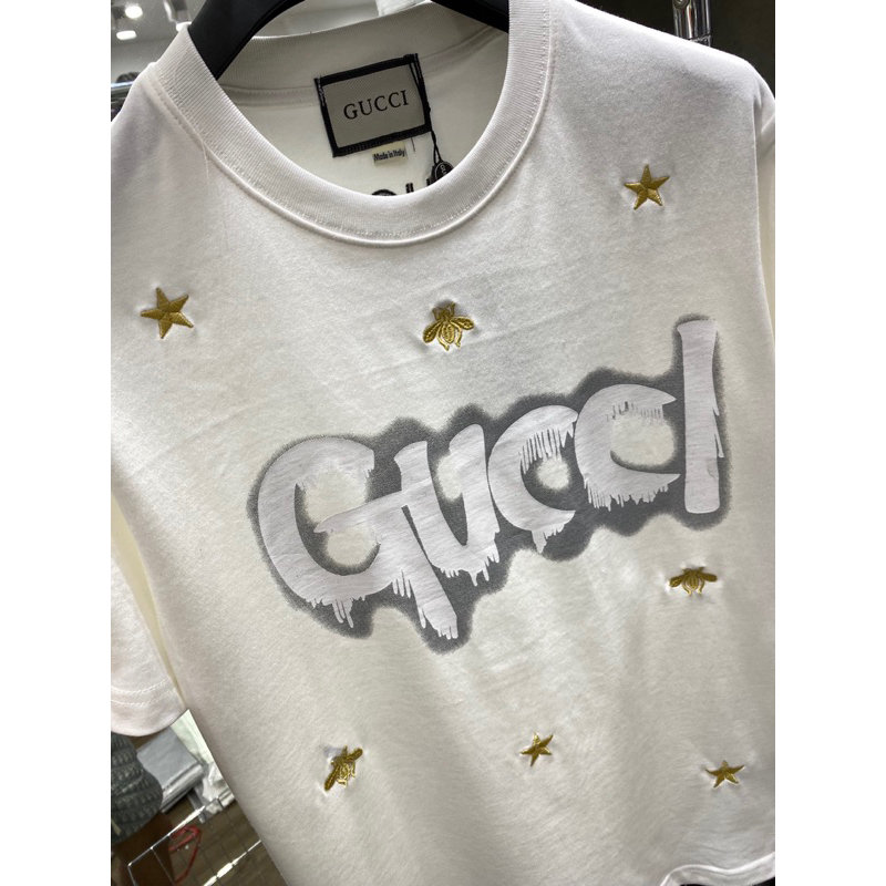 Áo phông G.c hoạ tiết chữ ,và ong thêu cực chất