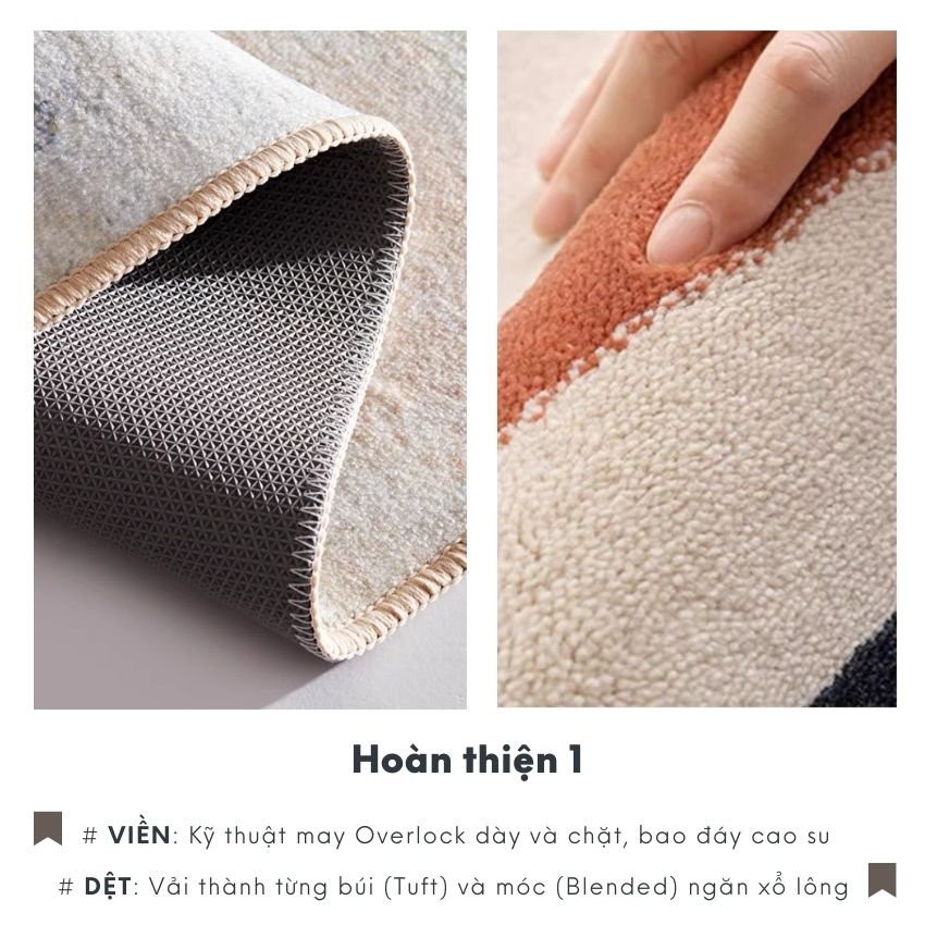 Thảm lông cừu FEEKA trang trí phòng khách phong cách sang trọng, thảm lông trải sàn phòng ngủ có đế chống trượt