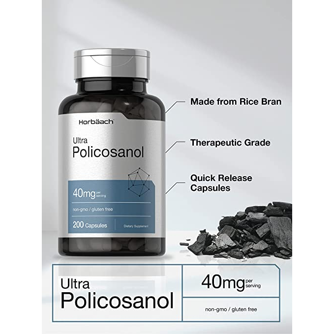 Horbaach Ultra Policosanol 40mg - Viên uống giảm Cholesterol và hỗ trợ sức khỏe tim mạch 200 viên