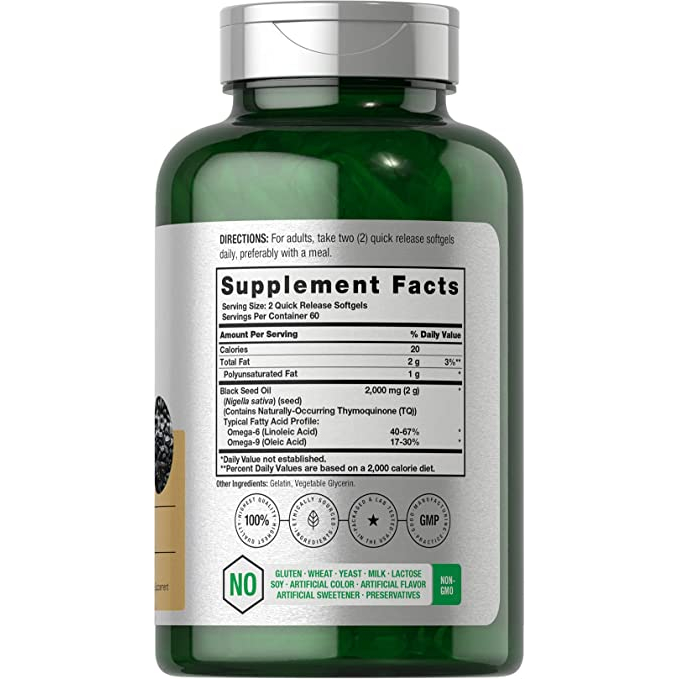 Viên uống dầu hạt thì là đen Horbaach Black Seed Oil 2000mg hỗ trợ miễn dịch, chống oxy hóa và giảm viêm 120 viên