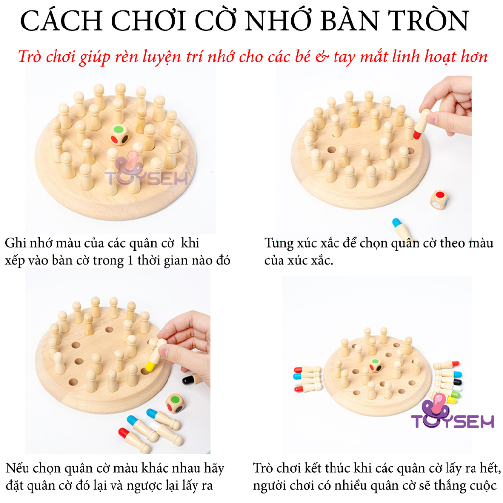 Đồ chơi cờ nhớ bàn tròn Toysem rèn trí nhớ phát triển trí não và tay mắt linh hoạt hơn - Quà tặng sinh nhật cho bé