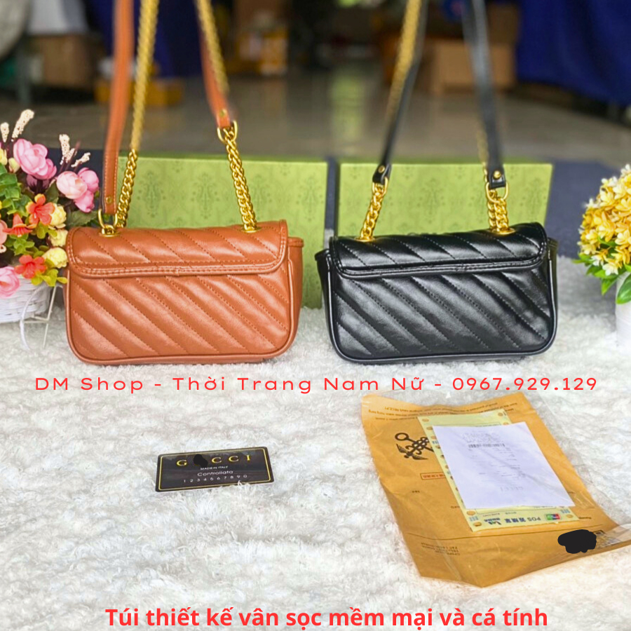 Túi đeo chéo kẹp nách nữ chữ GC da mềm PU Full Box xịn sò , Túi đeo vai cầm tay nữ chữ GC màu nâu tây và đen Dm Shop