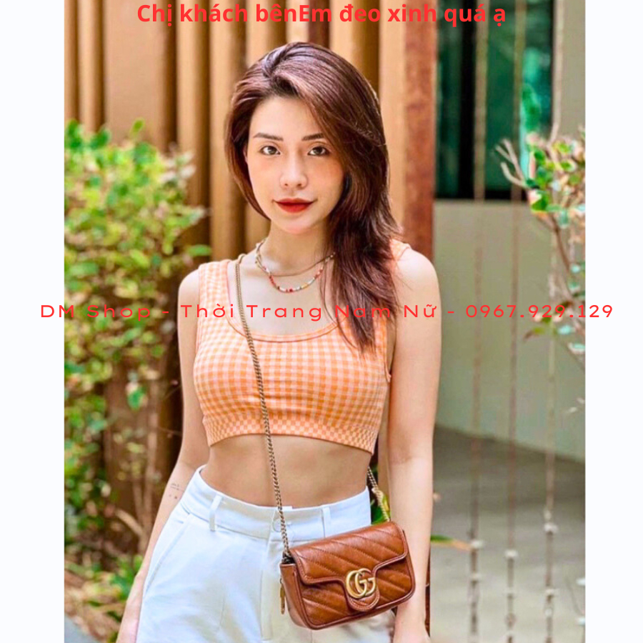 Túi đeo chéo kẹp nách nữ chữ GC da mềm PU Full Box xịn sò , Túi đeo vai cầm tay nữ chữ GC màu nâu tây và đen Dm Shop