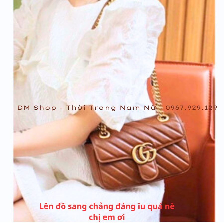 Túi đeo chéo kẹp nách nữ chữ GC da mềm PU Full Box xịn sò , Túi đeo vai cầm tay nữ chữ GC màu nâu tây và đen Dm Shop