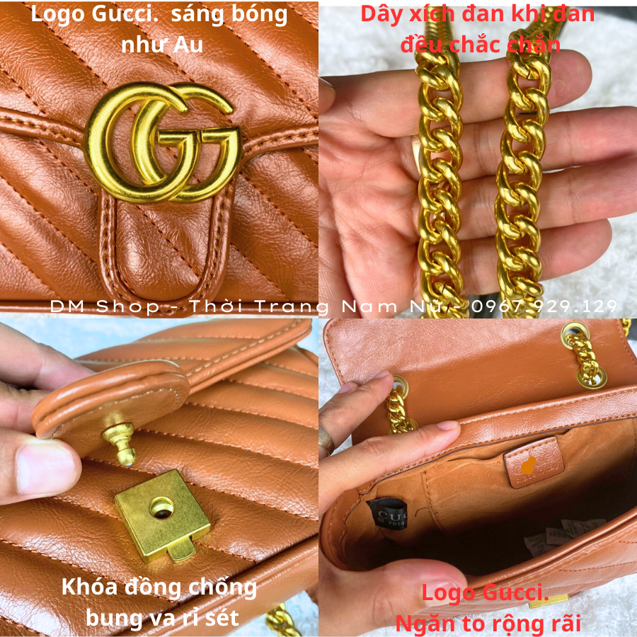 Túi đeo chéo kẹp nách nữ chữ GC da mềm PU Full Box xịn sò , Túi đeo vai cầm tay nữ chữ GC màu nâu tây và đen Dm Shop