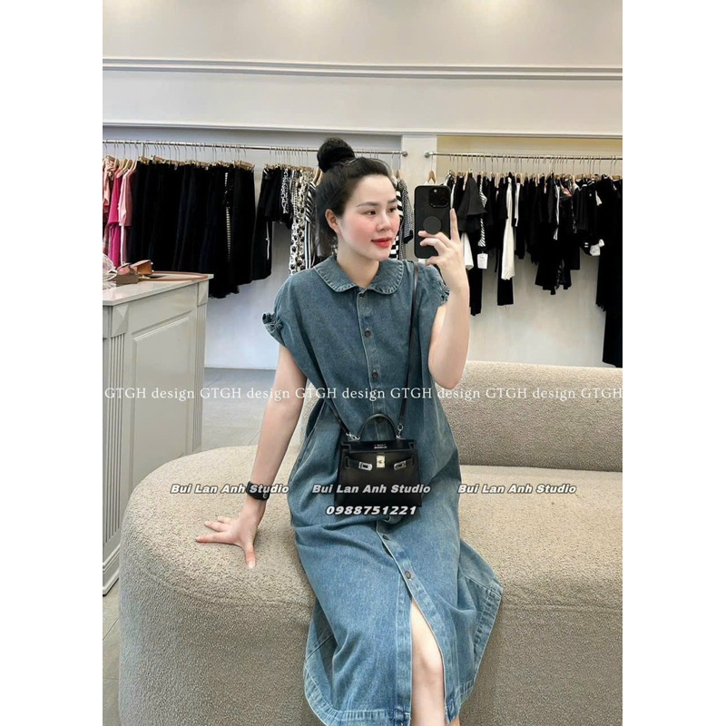 Váy Jeans Dài Dáng Suông Kèm Mũ Free Size Dưới 75kg