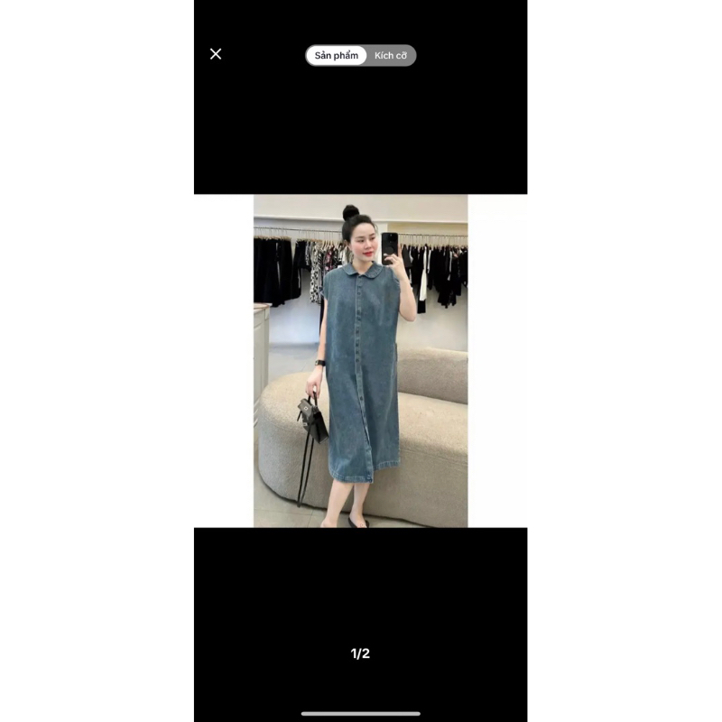 Váy Jeans Dài Dáng Suông Kèm Mũ Free Size Dưới 75kg