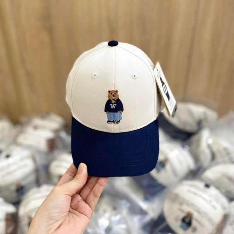 Mũ lưỡi trai phối thêu Gấu Whoa cho đại gia đình, M15