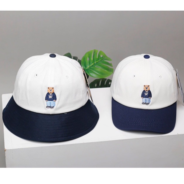 Mũ lưỡi trai phối thêu Gấu Whoa cho đại gia đình, M15