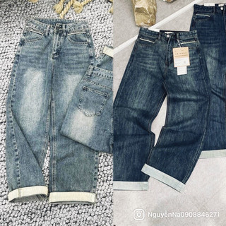 Nguyễnna- quần jeans suông lật lai trắng hàng tốt chất đẹp