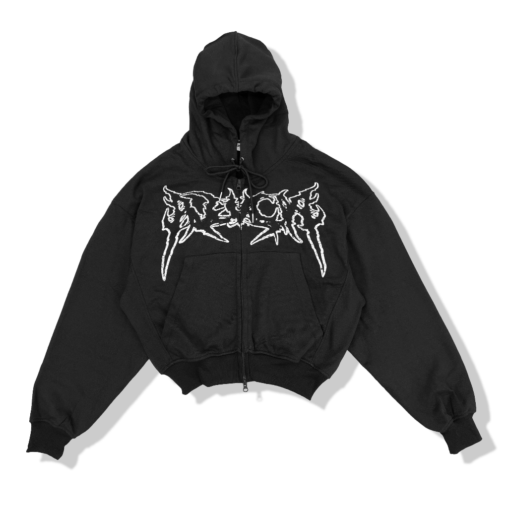 Áo khoác hoodie zip Destroy form boxy