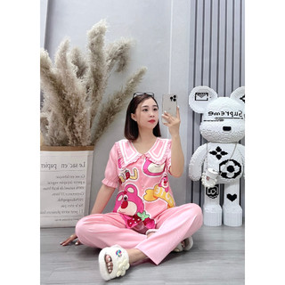 Đồ bộ pijama ANH MỸ chất liệu lụa xước ánh kim cao cấp chính hãng tay ngắn quần dài bèo