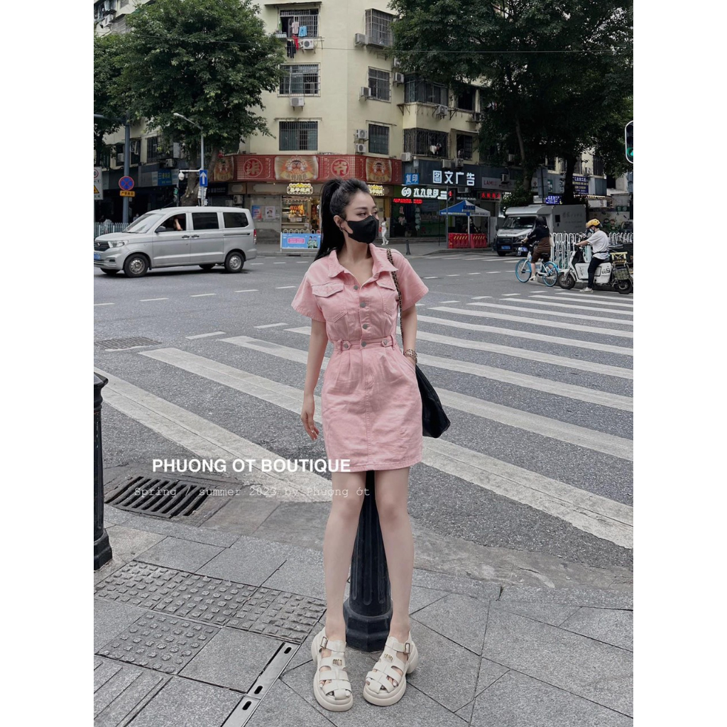 Bigsize Đầm kaki sơ mi 55-95kg