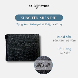 Ví nam da cá sấu thật hai mặt dáng ngang, bóp da cá sấu công sở SDA22