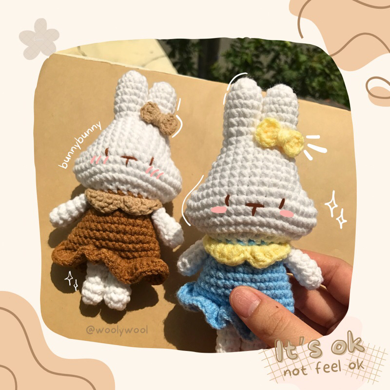 Thỏ mặc váy bằng len handmade làm quà tặng||woolywool