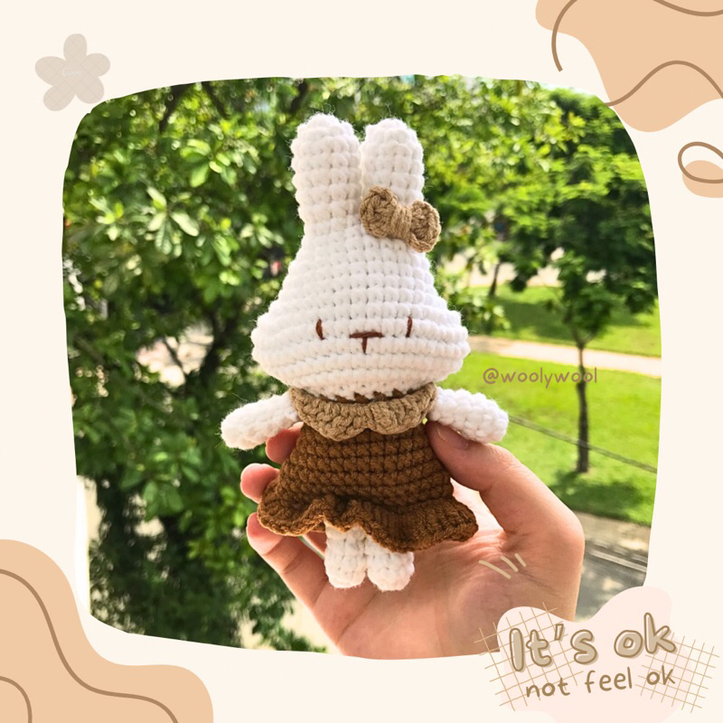 Thỏ mặc váy bằng len handmade làm quà tặng||woolywool