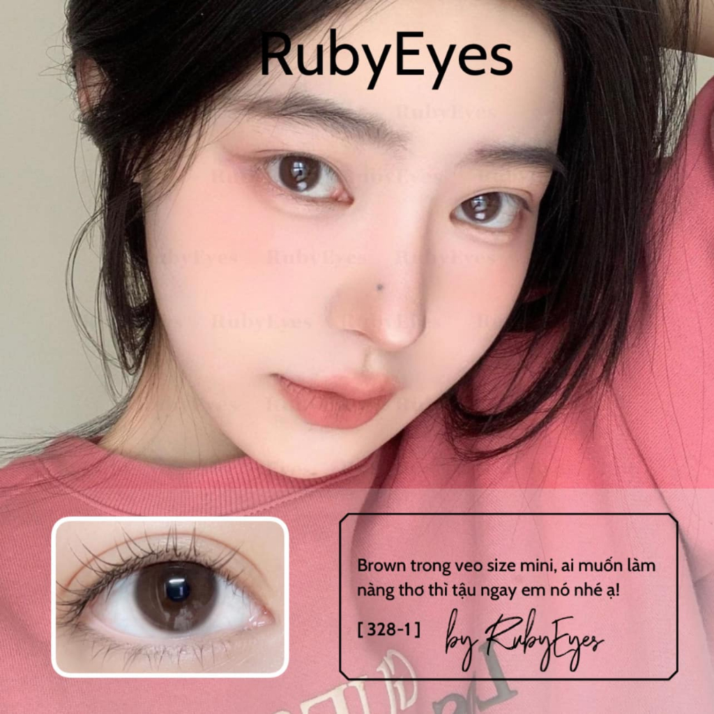 RUBY EYES Kính Áp Tròng Mẫu Nâu Brown Day Trong Sáng Tự Nhiên SIlicone HydroGel Ruby Eyes Contact Lens, Lens FULL ĐỘ CẬN