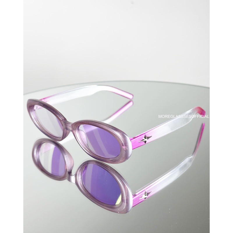 Kính mát có sẵn MOREGLASSES hình tròn hoạ tiết ngôi sao phong cách Y2K Punk 2023 tròng kính chống UV 400 ảnh thật