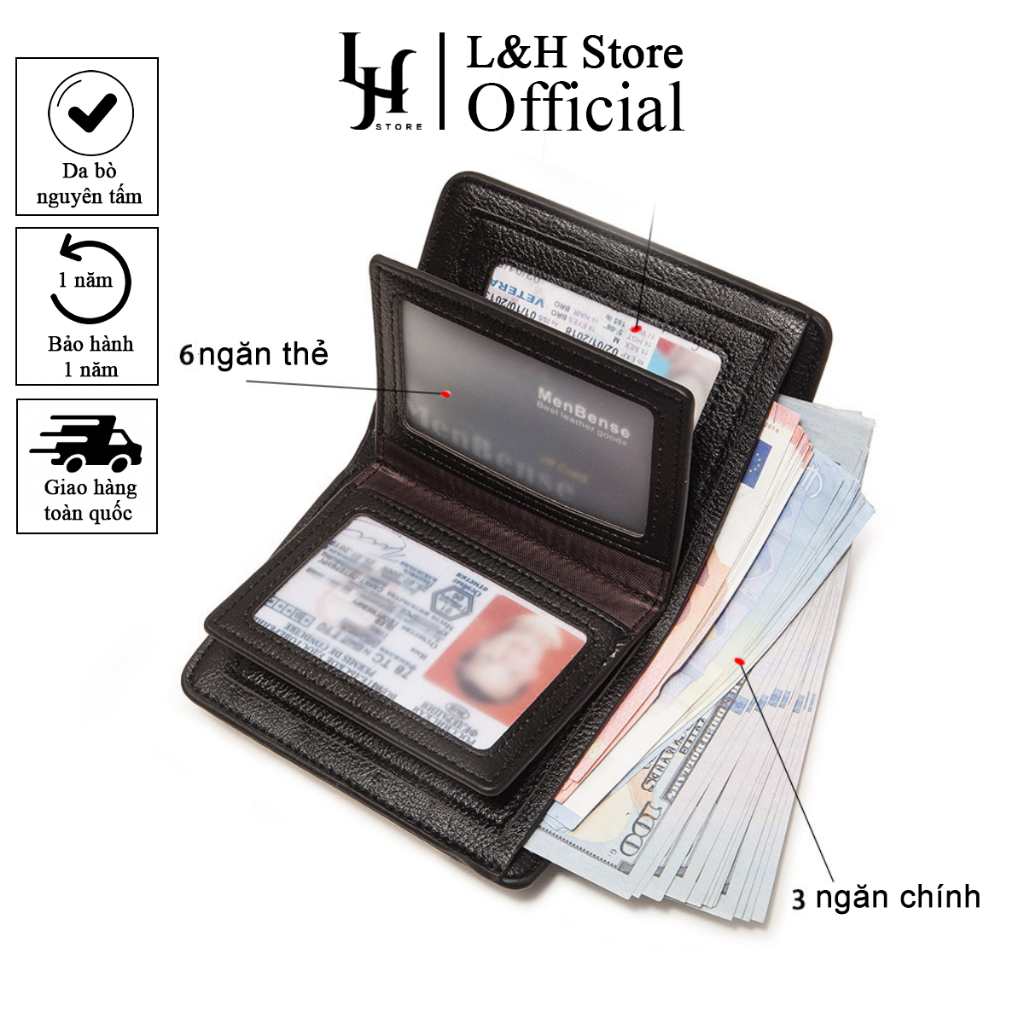 Ví nam da bò thật nguyên tấm thời trang SB04| Nhiều ngăn, tiện dụng