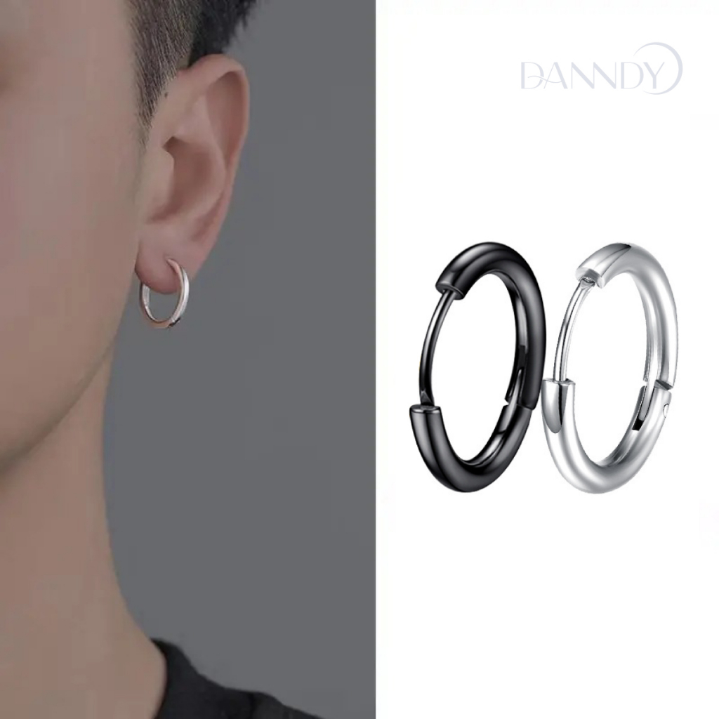 Khuyên Tai Tròn Unisex Cá Tính. Bông Tai Tròn Trơn. Hoa Tai Nam Đủ Size. Khuyên Tai Nam Thép Titan | Dandy