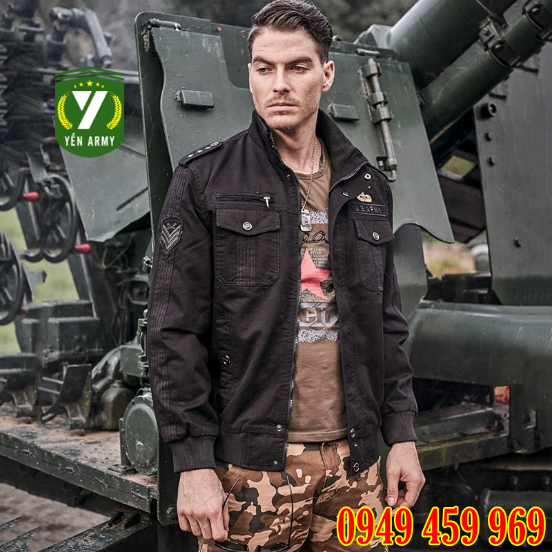 Áo Khoác Lính Nam - Áo Khoác Kaki Nam Túi Hộp Phong Cách Lính Mỹ Màu Đen / Xanh Rêu - Mã AK8003
