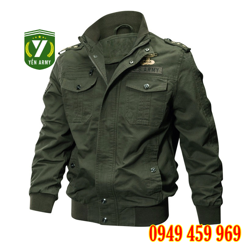 Áo Khoác Lính Nam - Áo Khoác Kaki Nam Túi Hộp Phong Cách Lính Mỹ Màu Đen / Xanh Rêu - Mã AK8003