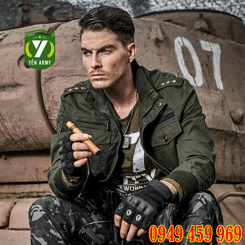 Áo Khoác Lính Nam - Áo Khoác Kaki Nam Túi Hộp Phong Cách Lính Mỹ Màu Đen / Xanh Rêu - Mã AK8003