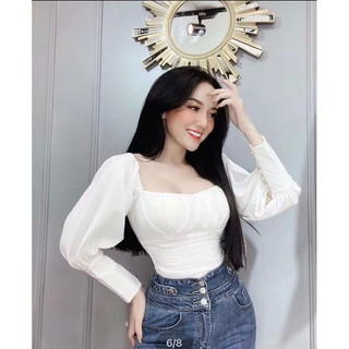 Áo cúp tay bồng bẹt vai mặc 2 kiểu