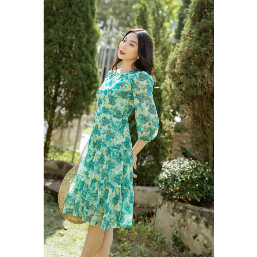 Jenny Le - Đầm tơ hoa tay lở Lily Dress JL178