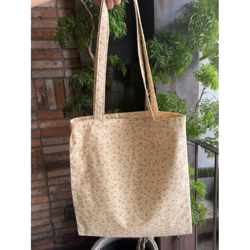“𝑹𝒐𝒔𝒊𝒆” 𝑻𝒐𝒕𝒆 𝑩𝒂𝒈 - Túi Tote Hoa Nhí Vintage / Túi Xách Vải Đeo Vai Dễ Thương
