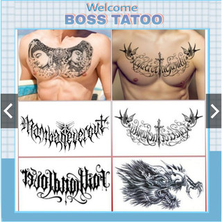 [Đọc kỹ mô tả] Hình dán tạm thời size bờ vai, ngực mạnh mẽ 19×32cm. Boss Tatoo xăm giả mẫu rồng, chữ, kiếm