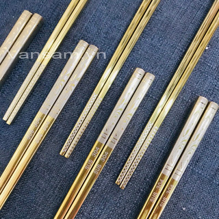 Bộ 5 đôi đũa inox 304 vàng Hàn Quốc