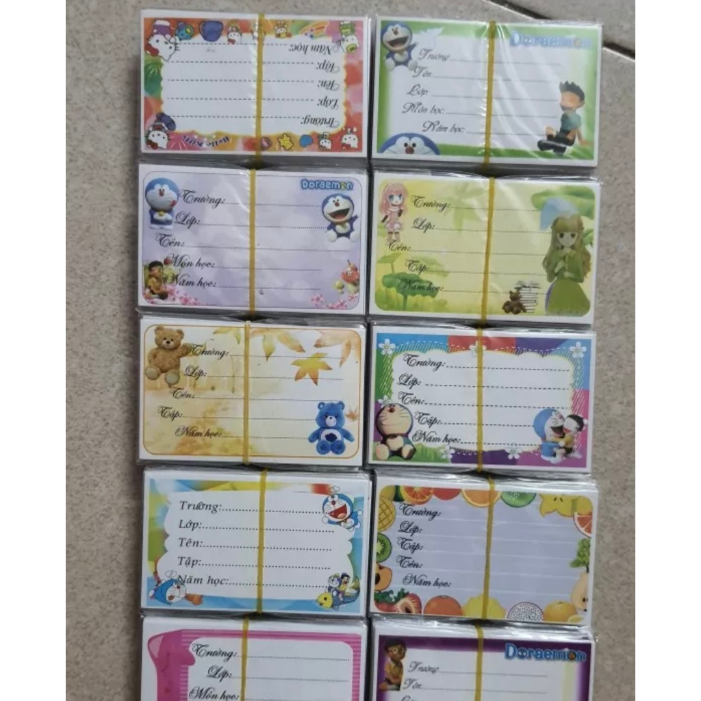 Nhãn Vở Decal Giấy Bóng Đẹp Có Dính Sẵn Hoạ Tiết Cute
