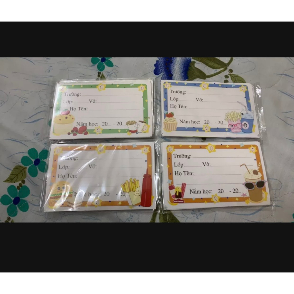 Nhãn Vở Decal Giấy Bóng Đẹp Có Dính Sẵn Hoạ Tiết Cute