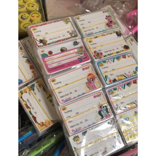 (100 Cái) Nhãn Vở Decal Giấy Bóng Đẹp Có Dính Sẵn Hoạ Tiết Cute