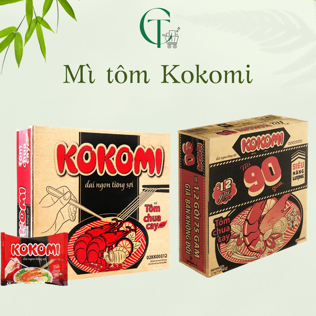 Thùng 30 gói mì KOKOMI tôm chua cay 65G / 90G