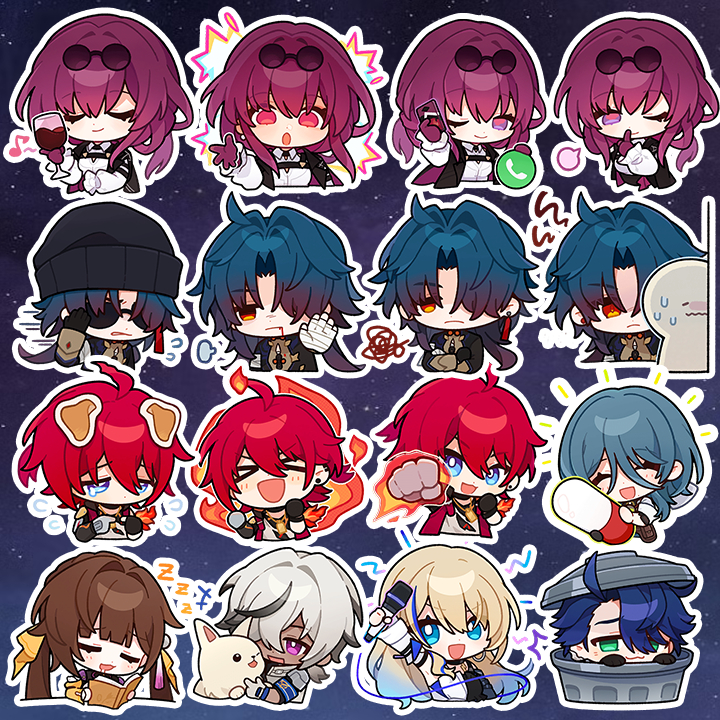 Sticker Honkai Star Rail - Hình dán chibi Seele, Bronya, JingYuan, Kafka, Blade, Himeko, Bailu và các nhân vật khác