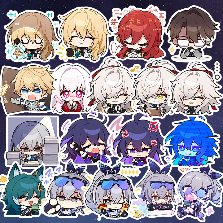 Sticker Honkai Star Rail - Hình dán chibi Seele, Bronya, JingYuan, Kafka, Blade, Himeko, Bailu và các nhân vật khác