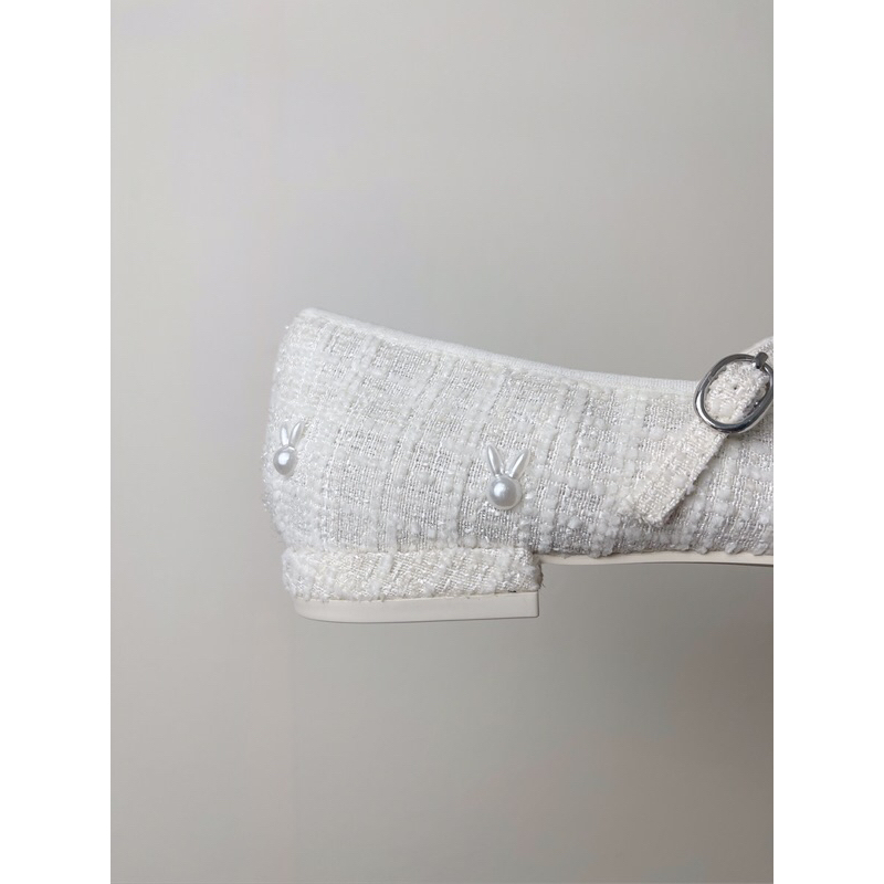 Giày búp bê đính thỏ Cnk đế 1cm phong cách tiểu thư dịu dàng hàng Fullbox hot 2023 G02