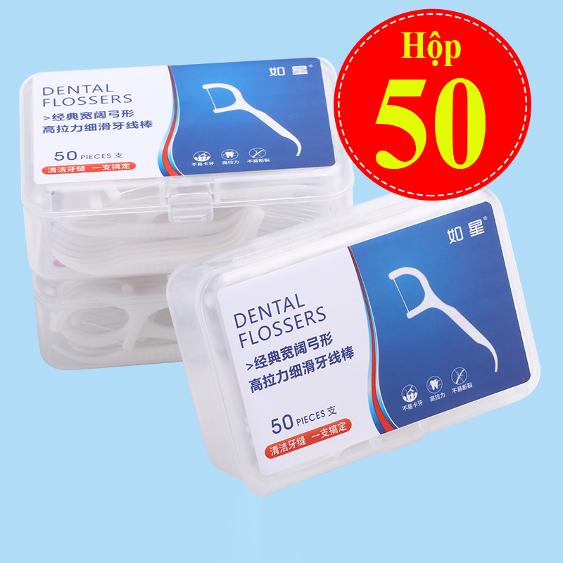 Tăm Chỉ Nha Khoa Vệ Sinh Răng bảo Vệ Răng Miệng Chống Sâu. Hộp Chỉ Nha Khoa 50 Chiếc